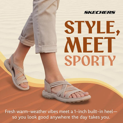 Skechers Women's Reggae Slim-Simply Stretch Sport Sandal, Natural Grey, 6 UK