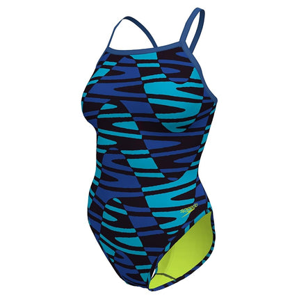 Speedo Women's Endurance Plus Flyback Printed One Piece Swimsuit - Team Royal Blue, Size 38