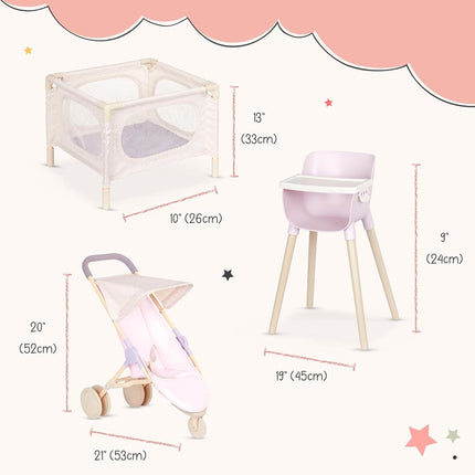LullaBaby Baby Doll Nursery Playset with 14-Inch Doll, Stroller