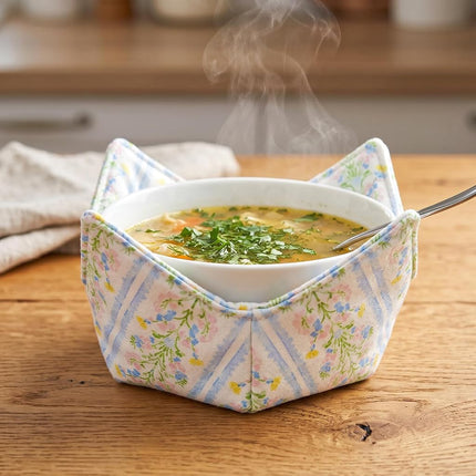 Cotton Microwavable Bowl Cozy, Microwave-Safe Hot Bowl Holders, Soup Bowl Cozy Hot Pads (C6)