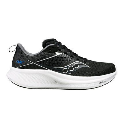 Saucony Ride 17 de mujer, negro/blanco, 5 ancho
