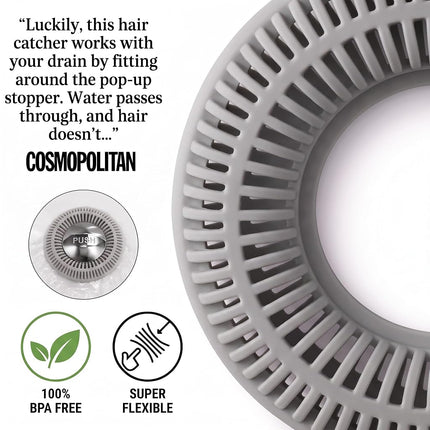 TUBRING The Ultimate Tub Drain Protector Hair Catcher/Strainer/Snare - Gray