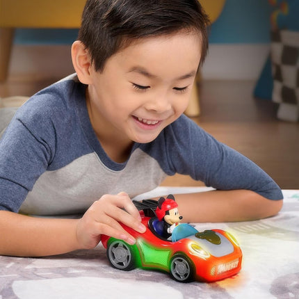 Just Play Mickey Mouse Rev 'n Go Vehicles with Lights and Sounds, Mickey's Car, Mickey Mouse Phrases, Toy for Fans, Boys, Kids Ages 3 and Up
