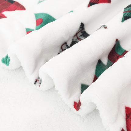 Elegant Comfort Reversible and Ultra-Plush Flannel Fleece-Winter Christmas Sherpa Throw- Lightweight Soft and Cozy-Holiday Decorative Throw, Perfect for Lounging, 50 x 60 inches, Plaid Christmas Tree