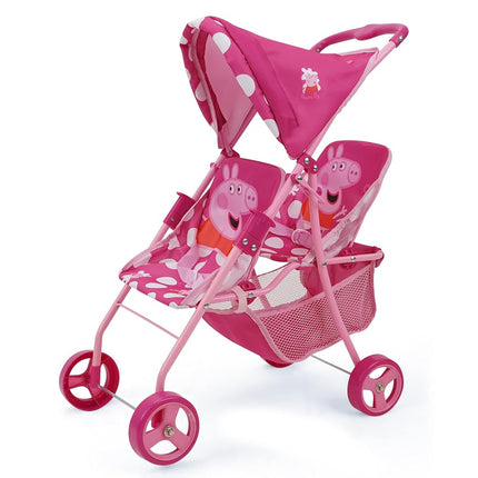 Peppa Pig: Doll Twin Stroller - Pink & White Dots 