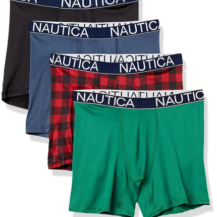 Nautica Men's 4 Pack Micro Boxer Brief, Black/Spru