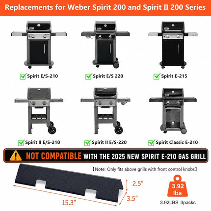 15.3" Flavorizer Bars for Weber Spirit E210 Series Grill with Front Control