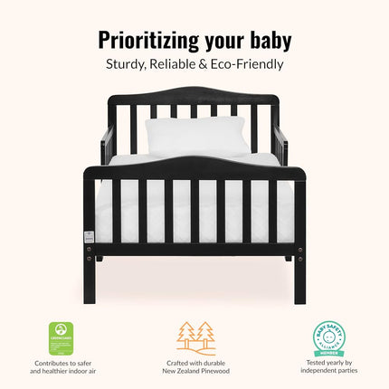 Dream On Me Classic Design Toddler Bed in Black, Greenguard Gold Certified