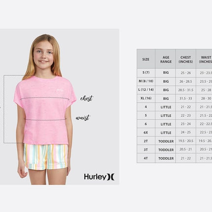 Camiseta básica de punto suave Hurley para niña, turquesa tropical, 5