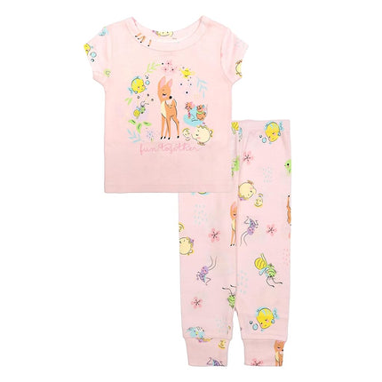 Disney Girls Fitted Cotton Two Piece Pyjama Set, F