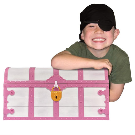 Teacher Created Resources Pink and White Treasure Chest with Lock and Key (TCR6055)