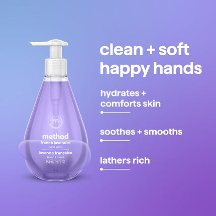 Method Gel Hand Wash, French Lavender, 12 oz, 3 pack, Packaging May Vary