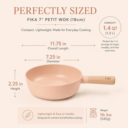 Neoflam FIKA 7-Inch Deep Wok Pan, Ceramic Nonstick, Induction