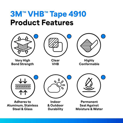 3M VHB Tape 4910, 0.75 in Width x 5 yd Length (1 Roll)