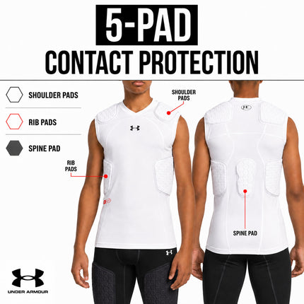 Under Armour Gameday Pro 5-Pad Top, Youth Padded Compression Shirt Football