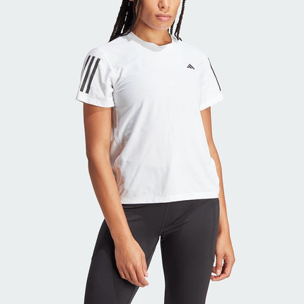 adidas Women's Own The Run T-Shirt, White/Opulent Garden, XXS