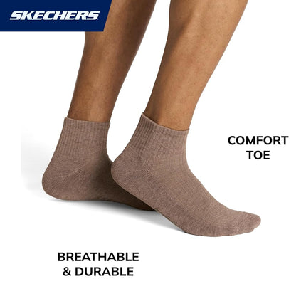 Skechers Men's 10-pack Half Terry Classic Quarter Crew Socks, Comfort-fit & Cushioned Footbed, Oatmeal Heather/Cinnamon, 9-13 UK