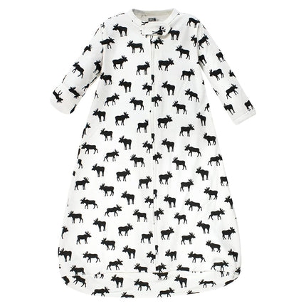 Hudson Baby Unisex Baby Cotton Long-Sleeve Wearable Sleeping Bag, Sack, Blanket, Moose, 0-3 Months