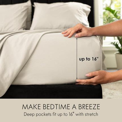 ClevaHome King Size Sheet Set - 6 Piece Soft Luxury Sheets, Oat Milk