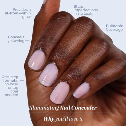 LONDONTOWN Illuminating Nail Concealer, Milky Sheer Pink Polish - Long Lasting Brightening Lacquer Nail Care for Discolored, Yellowing Nails, .40fl oz