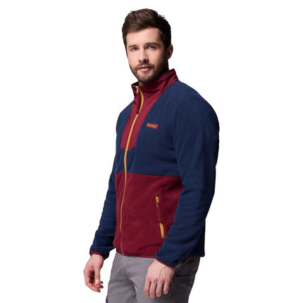 Columbia Men's Sequoia Grove Full Zip Fleece, Full Zip Fleece Jacket, Rich Wine/Collegiate Navy, M