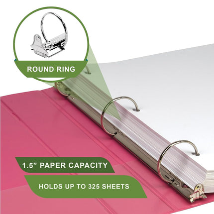 Samsill Earth’s Choice™, Durable Fashion Color 3 Ring View Binder, 1.5 Inch Round Ring, Up to 25% Plant Based Plastic, Eco-Friendly, USDA Certified Biobased, Pink Berry, Value 2 Pack