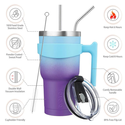 BJPKPK 900 ml Tumbler with Handle & Straw, Insulated Stainless Steel Mug