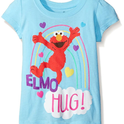 Camiseta de manga corta para niñas pequeñas de Sesame Street, azul claro, 5T