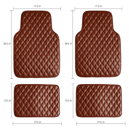 FH Group Luxury Universal Fit all season protection Heavy Duty Faux Leather Beige Automotive Floor Mats fits most Cars, SUVs, and Trucks (Diamond Design with High Tech 3-D Anti-skid/Slip Backing)