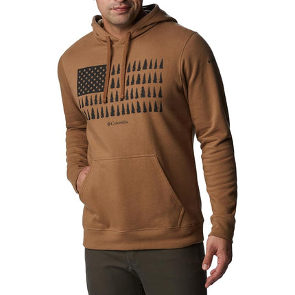 Columbia Men's Trek Graphic Hoodie, Delta/Treeline Flag Graphic, Medium