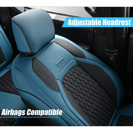 Fundas de asiento Coverado Wrangler JK 4 puertas, fundas de asiento de piel impermeables para Wrangler, accesorios de camioneta, ajuste personalizado para fundas de asiento Wrangler 2008-2012 de cobertura completa (azul)