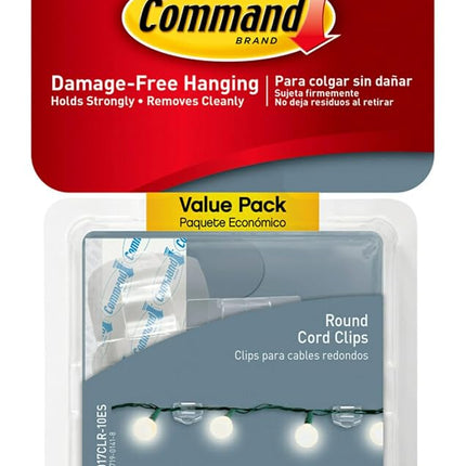 Command Round Cord Clips, Clear, 10-Clips (17017CL
