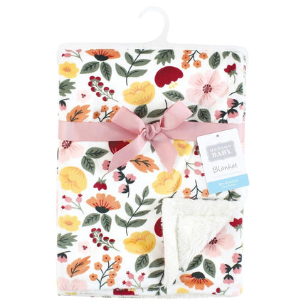 Hudson Baby Couverture en peluche unisexe pour bébé avec bordure et dos en fourrure, motif botanique d'automne, taille unique