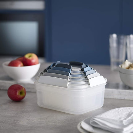 Joseph Joseph Nest Lock Plastic BPA Free Food Storage Container Set with Lockable Airtight Leakproof Lids, 10-Piece, Sky