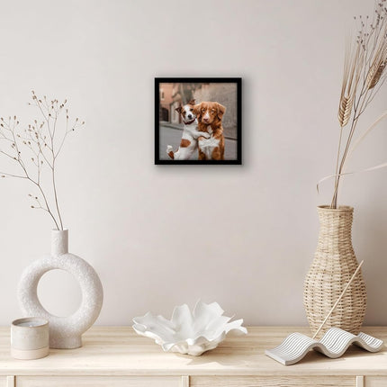 Americanflat 6x6 Picture Frame with Shatter-Resistant Glass - Streamline Collection - Thin Square Picture Frame for Tabletop and Wall Display - Hanging Hardware and Easel Stand Included - Black