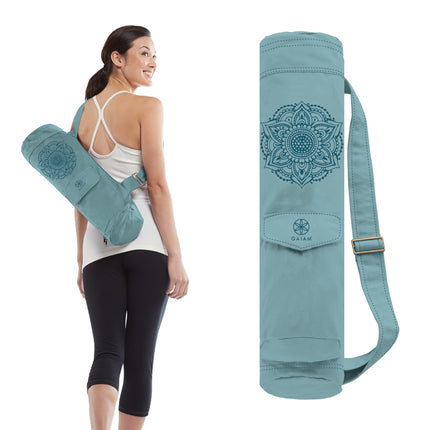 Gaiam Embroidered Cargo Yoga Mat Bag, Niagara, 30"