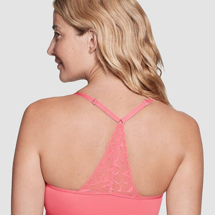 True & Co Women's Lace Racerback Adjustable Strap Bralette, Cactus Bloom, L