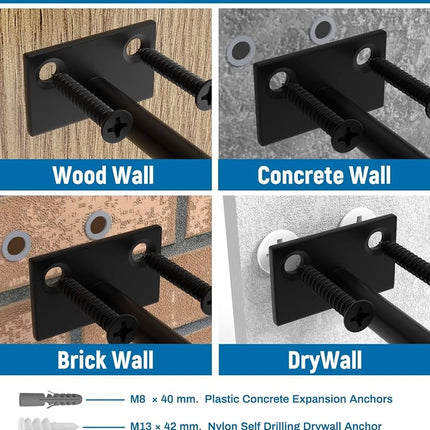 LEOPO 12 Pack-6 inch Floating Shelf Bracket, Hidden Brackets for Wood Shelf, Black