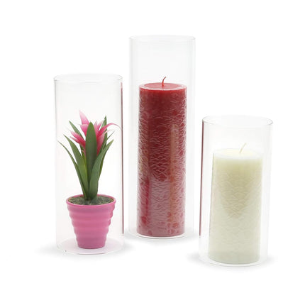 WGVI Hurricane Candle Holder Sleeve, Wide 4", Height 10", Clear Glass Cylinder Candleholder, Chimney Tube, Open Ended Candle Shade, 1 Piece