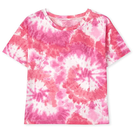 Camisetas básicas de una sola capa con estampado para niñas de The Children's Place, Fiesta Tie Dye, Grande