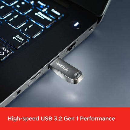 SANDISK Ultra Luxe USB Type-A Flash Drive 256GB (USB 3.2 Gen 1 + USB 3.0 capable up to 400MB/s read speeds, Password protection, Data recovery software, Metal Design) Silver
