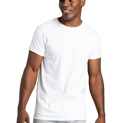Fruit of the Loom Men's Stay Tucked Crew T-shirt Underwear, Regular - 6 Pack White, L UK