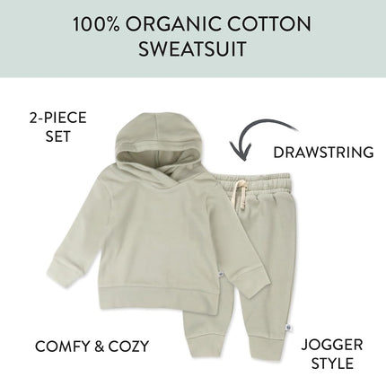 HonestBaby Multipack Pullover Hoodie Sweatshirt Jogger Sweatpant Sets Organic Cotton Baby, Toddler, Boys, Girls, Unisex Khaki,0-3 Months, Khaki, 0-3 Months