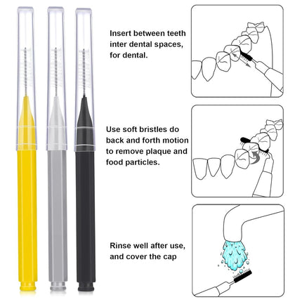 Patelai 100 Pcs Braces Dental Brushes,Yellow,Portable Size