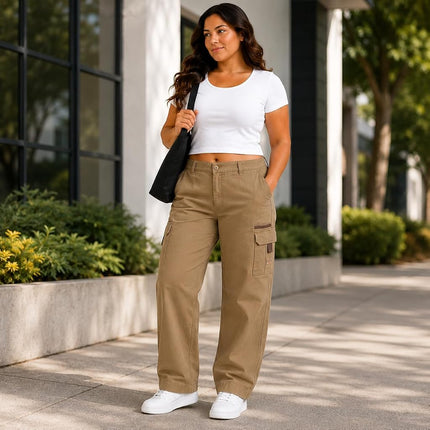Dickies Women's Plus-Size Relaxed Cargo Pant, Rinsed Desert Sand, 20