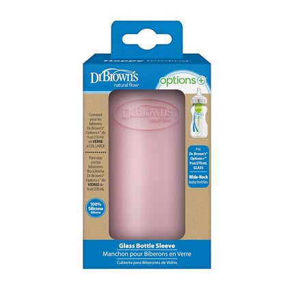 Funda para biberón de vidrio de cuello ancho Dr. Brown's, rosa claro, 9 onzas