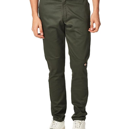 Dickies Men's Skinny-Straight Double Knee Work Pant, Olive Green, 33W x 32L