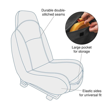 Kurgo Rover Bucket Seat Cover - Waterproof Dog Backseat Cover - Adjustable Strap Seat Cover - Scratch Resistant Protector - Front Seat Guard - Large Storage Pocket