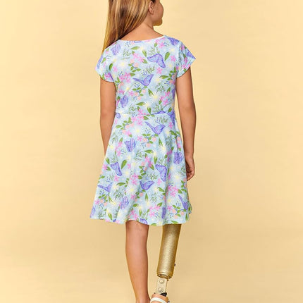 The Children's Place Girls Short Sleeve Fashion Skater Dress, Butterfly Garden, XX-Large