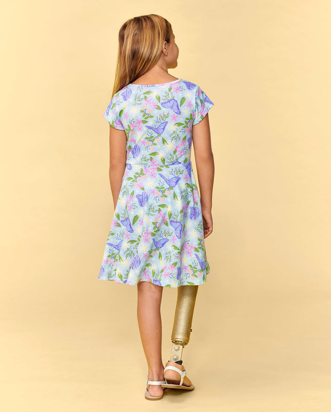 The Children's Place Girls Short Sleeve Fashion Skater Dress, Butterfly Garden, X-Large